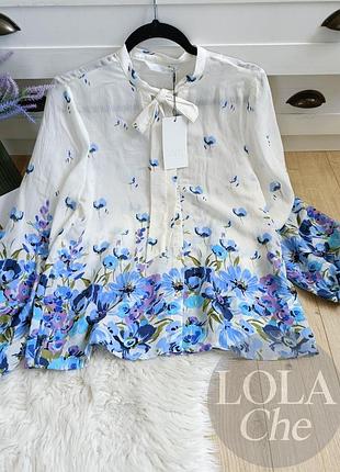 Блузка с цветочным принтом и завязкой от zara