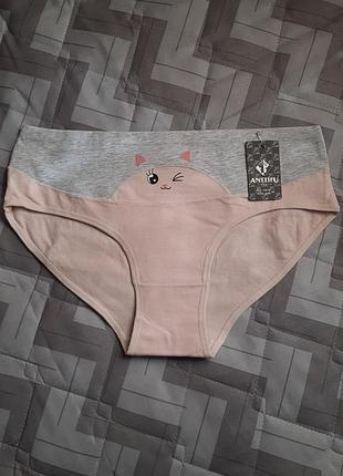 Труси жіночі anttifu xxl бавовняні трусики з кицею а815 антіфу ххл