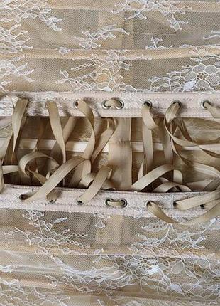 Утягивающий корсет с косточками кружевной на завязках топ корсетный новый с кружевом вечер...