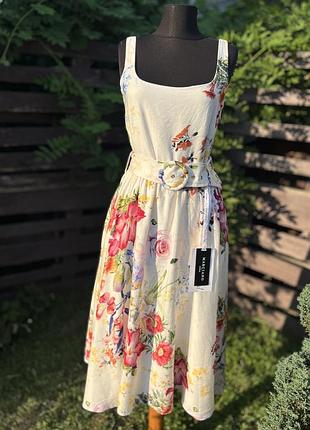 Льоновий сарафан marciano by guess®️ , льонова сукня у квіти
