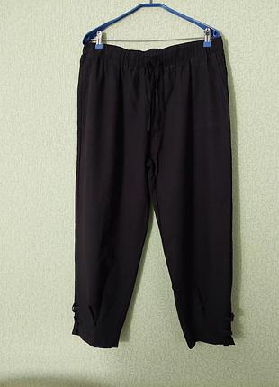 Брюки из льни и коттона штаны на резинке большой размер