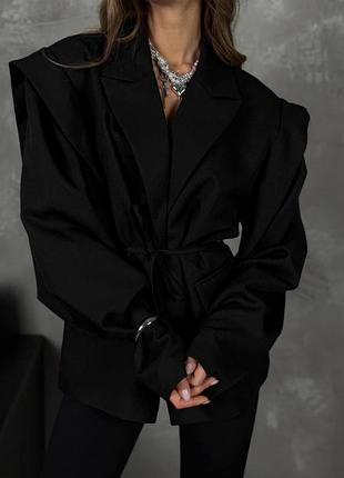 Жіночий трендовий блейзер піджак жакет чорний оверсайз