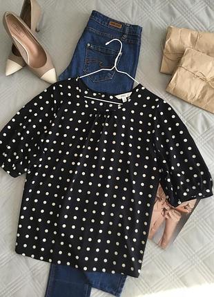 Роскошная блуза свободного кроя в красивые горохи в размере 18