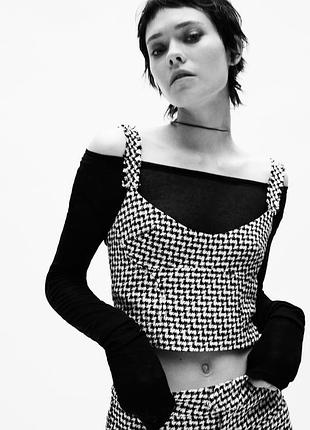 Твидовый кроп топ zara