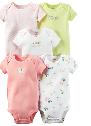 Carters комплект бодиков с коротким рукавом из 5 шт картерс боди little bloom