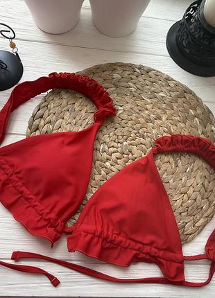Топ ліф с ажурними брітелями, червоний ліф, червоний верх купальника
