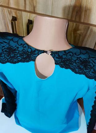 Бирюзовая голубая блуза кофточка7 фото