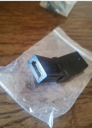 Переходник с hdmi (гниздо) на hdmi (гниздо) сгибается от прямого положения до 90 градусов.
