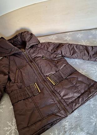 Denim co куртка женская под пояс, коричневая, размер m/38/10