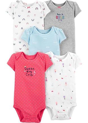 Carters комплект бодиков с коротким рукавом из 5 шт картерс боди queen of my crib