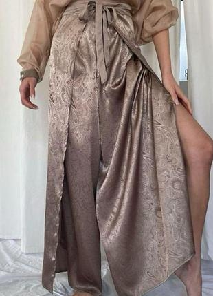 Шелковые штаны палаццо оверсайз шёлк  брюки юбка