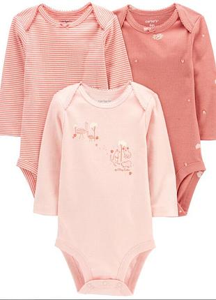 Carters комплект бодиков с длинным рукавом из 3 шт картерс боди corall