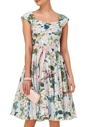 Блакитна квіткова сукня міді в квітковий принт в стилі бріджертонів phase eight 🩵