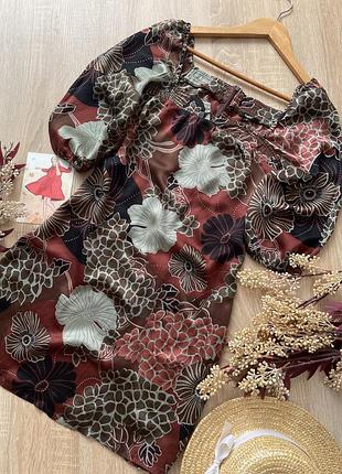 Шовкова сукня натуральний шовк у квітковий принт з пишними рукавами