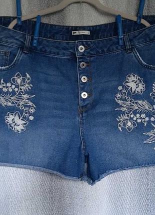 Женские джинсовые шорты, вышивка, джинс 20w батал