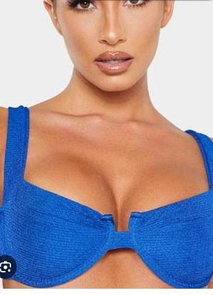 Синий верх от купальника s в рубчик prettylittlething