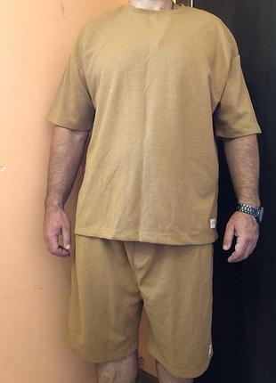 Мужской летний костюм из структурной ткани большой размер