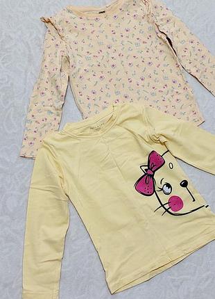 Два лонгслива на девочку 110-116 размера.