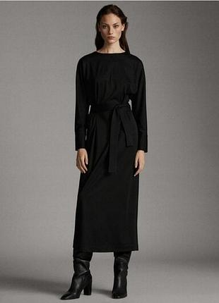 Платье миди с вшитым поясом от massimo dutti