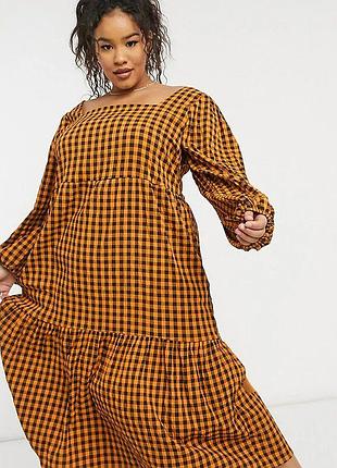 Ярусна міді сукня з пишними рукавами missguided 16 розмір