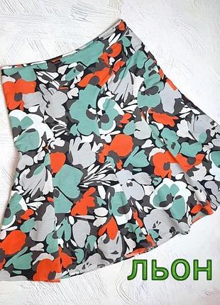 2+1=4 стильная льняная цветная юбка миди monsoon, размер 48 - 50