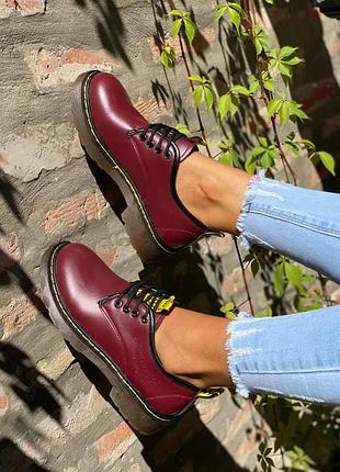 Туфли женские из эко кожи вишневого цвета 38 - 24.5 см