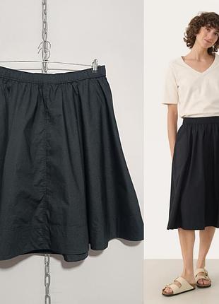 Юбка из поплина чёрного цвета а-силуэта на резинке part two, 44/xl