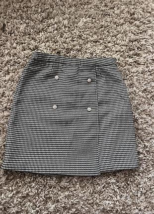 Юбка на запах reserved, спідниця свра шкільна в гусині лапки 158 зріст