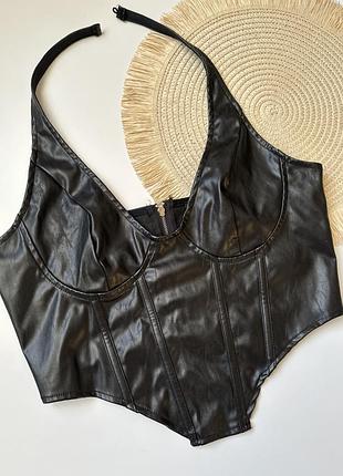 Кожанний топ- корсет
