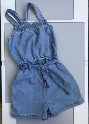 Класний стильний якісний джинсовий літній ромпер комбінезон