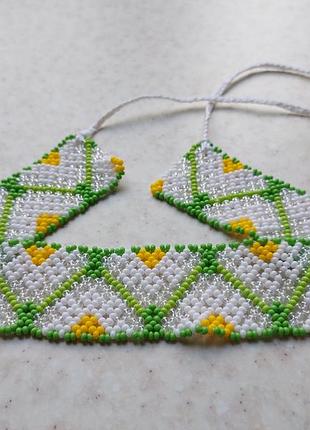 Яскрава силянка польові ромашки намисто на літо прикраси ручна робота стрічковий гердан купити