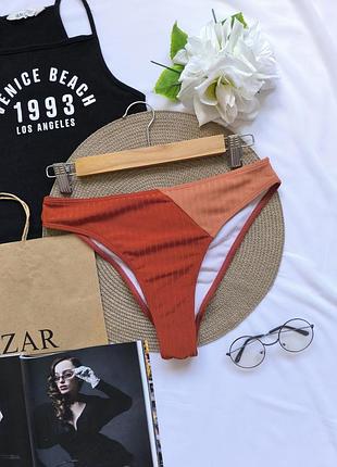 Яркие плавки женские в рубчик низ купальника бикини раздельного трусики для купания