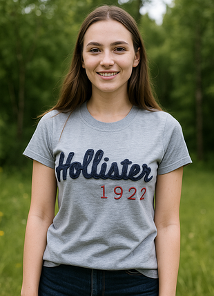 Стильна футболка з аплікацією hollister made in turkey, блискавичне надсилання ⚡💫🚀