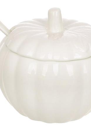 Сахарница фарфоровая тыква с ложкой, 250мл