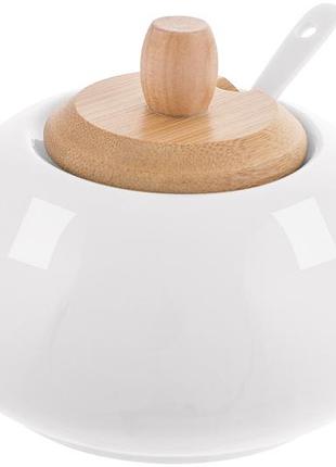 Сахарница с ложкой с бамбуковой крышкой naturel