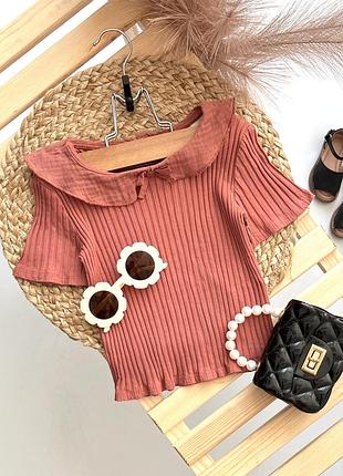 Блузка в рубчик з комірцем на дівчинку 5-6 років h&m