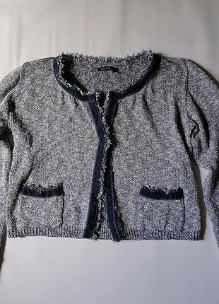 Лёгкий кардиган с джинсовый декором