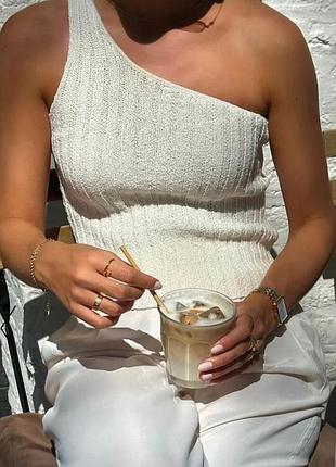 Жіночий молочна майка, топ в рубчик з бавовни na-kd в стилі бохо