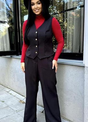 Чорний костюм з жилеткою костюм батал костюм з жилеткою батал