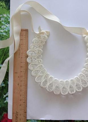 Нарядное нежное колье ожерелье молочное винтажное