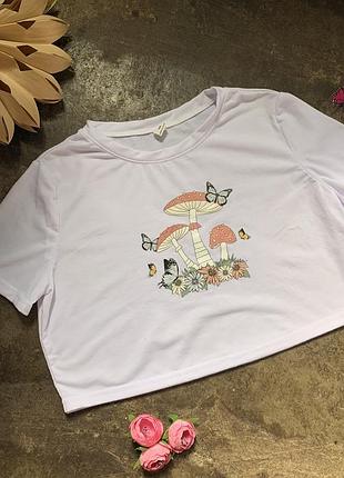 Футболка топ з принтом гриби на 160 см зріст