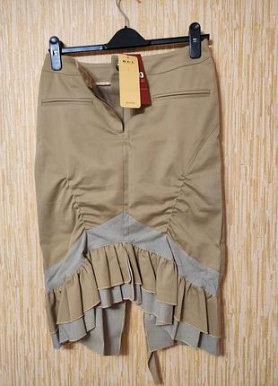 Новая котоновая джинсовая юбка с воланами на р.44-46/uk10