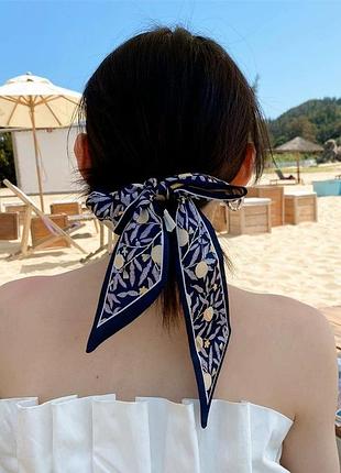 Двусторонний шарф твилли лента для волос с узором повязка на шею галстук женский галстук бант