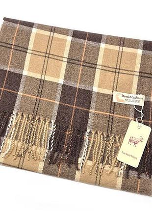 Мужской шарф теплый кашемировый осень зима коричневый бежевый