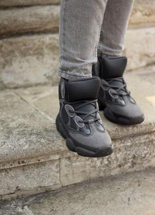 Adidas yeezy 500 hight utility black женские кроссовки демисезонные5 фото