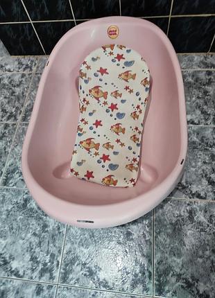 Ванночка для купания малышей baby + лезак подставка седушка geoby
