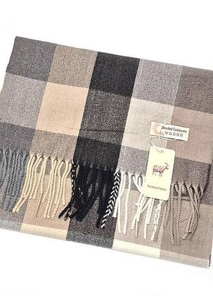 Мужской шарф бежевый коричневый теплый