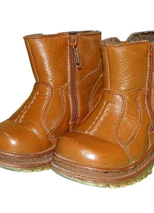 Р. 25 сапоги детские зимние на девочку рыжие натуральная кожа