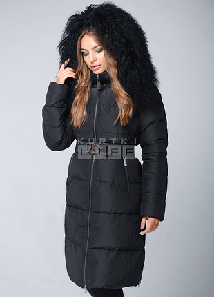 Женский зимний пуховик с капюшоном и мехом clasna