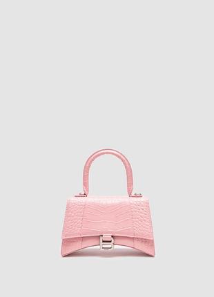 Сумка hourglass handbag small in crocodile embossed calfskin pink
